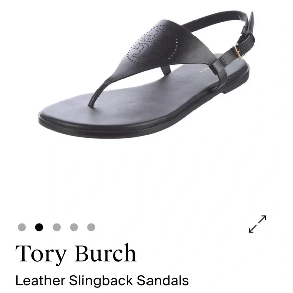 Tory Burch Black Leather Thong Sandals - Picture 2 of 3